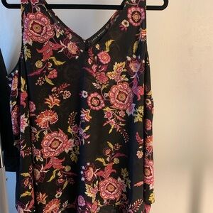 Lane Bryant Black and Pink Floral Blouse size 18